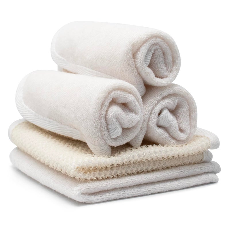 EvriHolder PARADISO Evriholder Soft-Weave Exfoliating Wash Cloths Dual-Textured for Face and Body, Pack of 5, White - Image 1